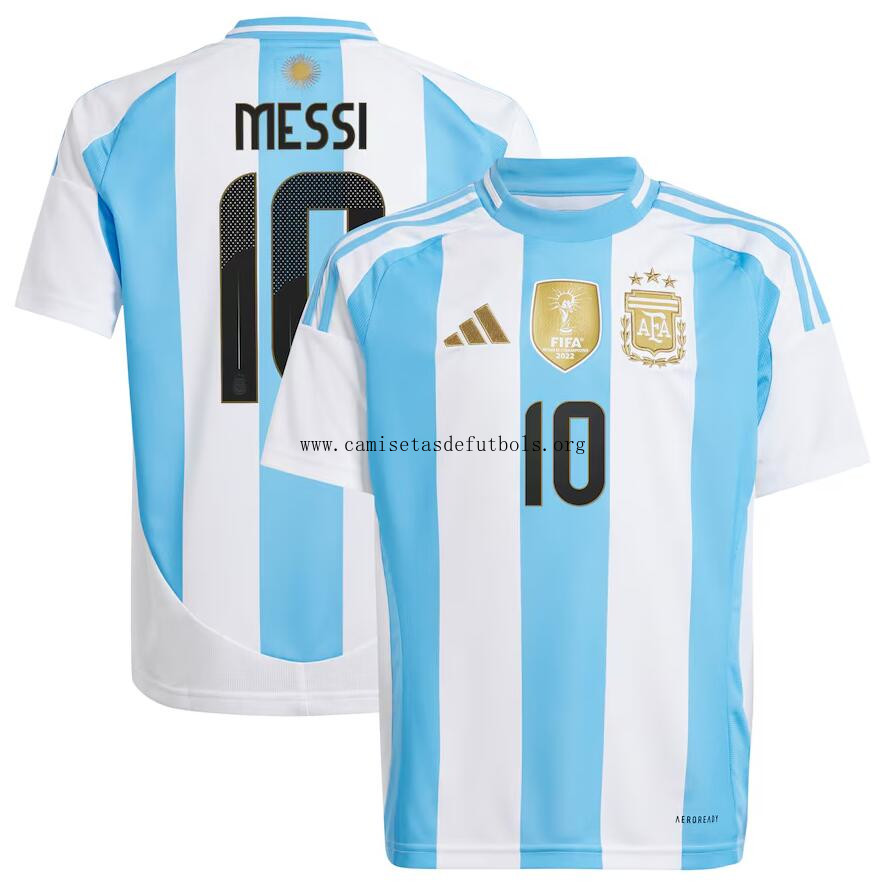 Camiseta Argentina 1ª Equipación 2024 Niño Messi #10 Saldo asequible por tiempo limitado