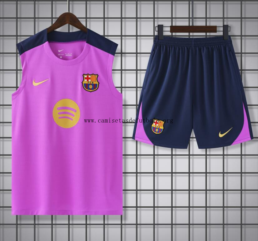 Conjunto Sin Mangas Barcelona Pre-Match 25/26 Púrpura + Pantalones Cortos Date prisa este liquidación rebajado