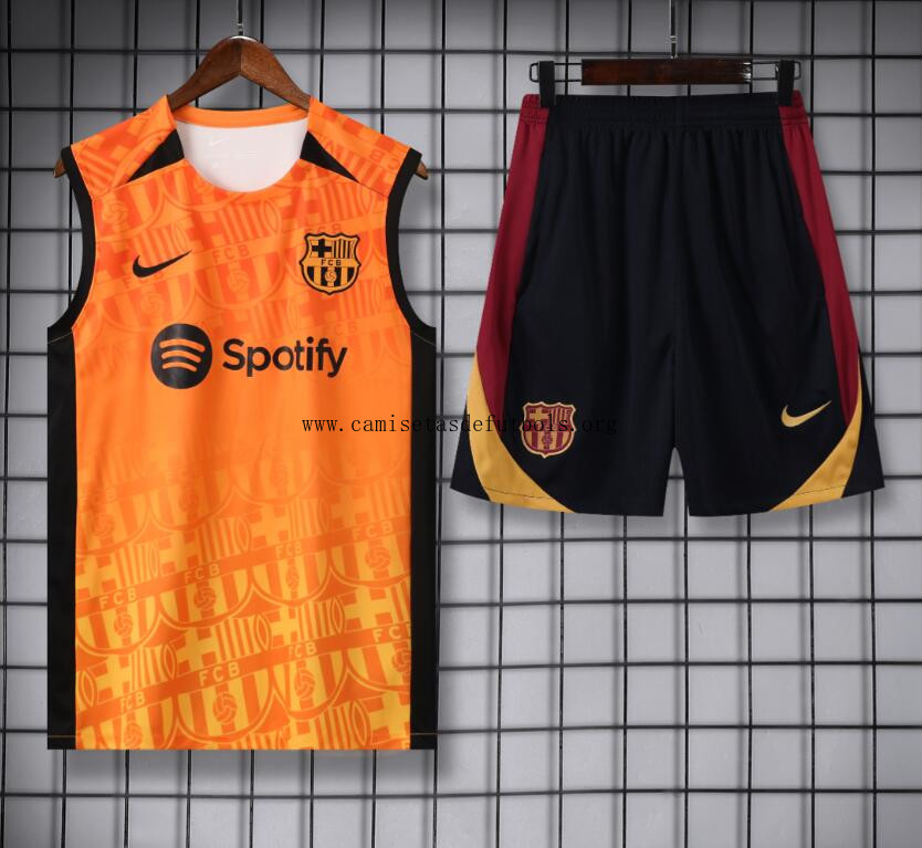 Conjunto Sin Mangas Barcelona Pre-Match 24/25 N05 + Pantalones Cortos Ganga sensacional antes de que se acabe