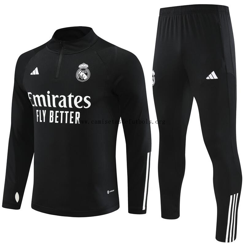 Sudadera Real Madrid FC 2023-2024 Negro (Hombre/Niño) + Pantalones Preciaco increíble de la temporada