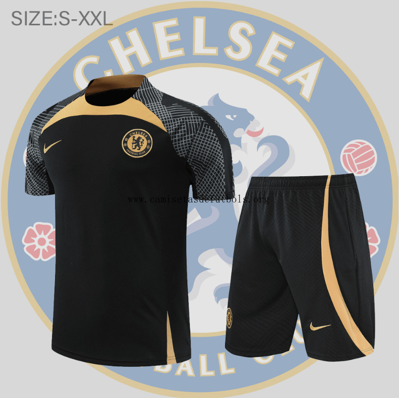 Camiseta Chelsea Conjunto De Entreno Manga Corta 22/23 Negro Ganga fabuloso