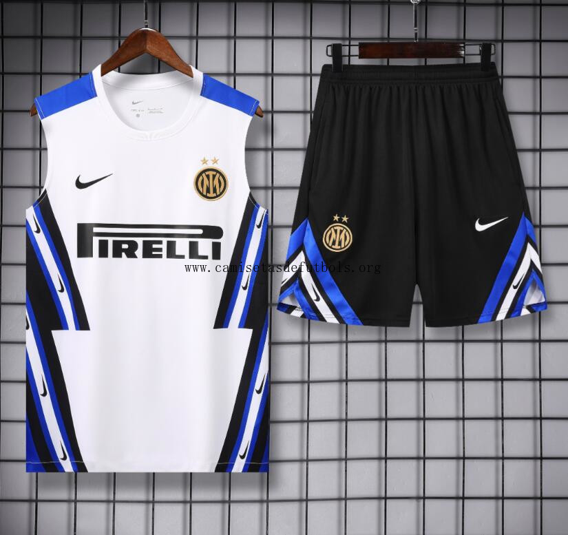 Conjunto Sin Mangas Inter Milan Pre-Match 25/26 Blanco + Pantalones Cortos Humilde descuento, date prisa con devolución gratis