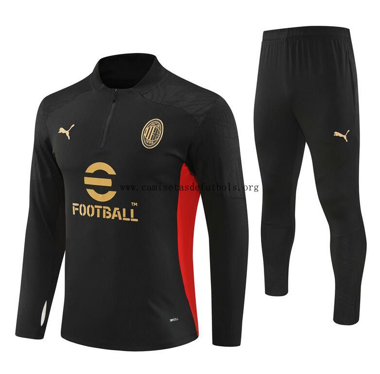 Chandal Entrenamiento AC Milan (Hombre/Niño) Negro 24/25 + Pantalones Increíble saldo, aprovéchala ya de campeonato