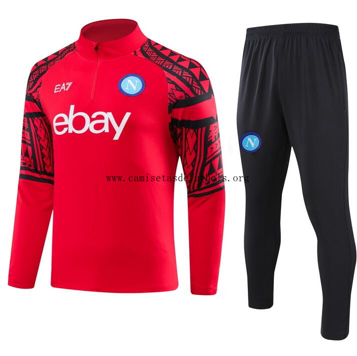Sudadera Fc Napoli EA7 23/24 Rojo Niño + Pantalones Consigue este chollazo asequible