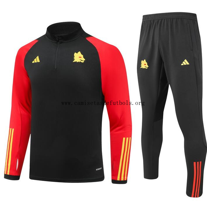 Sudadera AS ROMA Training 2023/2024 Negro + Pantalones Ganga fantástico hasta fin de existencias