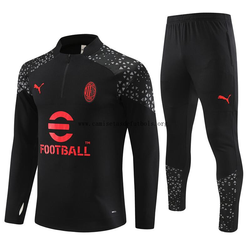 Chandal Entrenamiento AC Milan 23/24 Negro (Hombre/Niño) + Pantalones Chollazo, no lo pienses