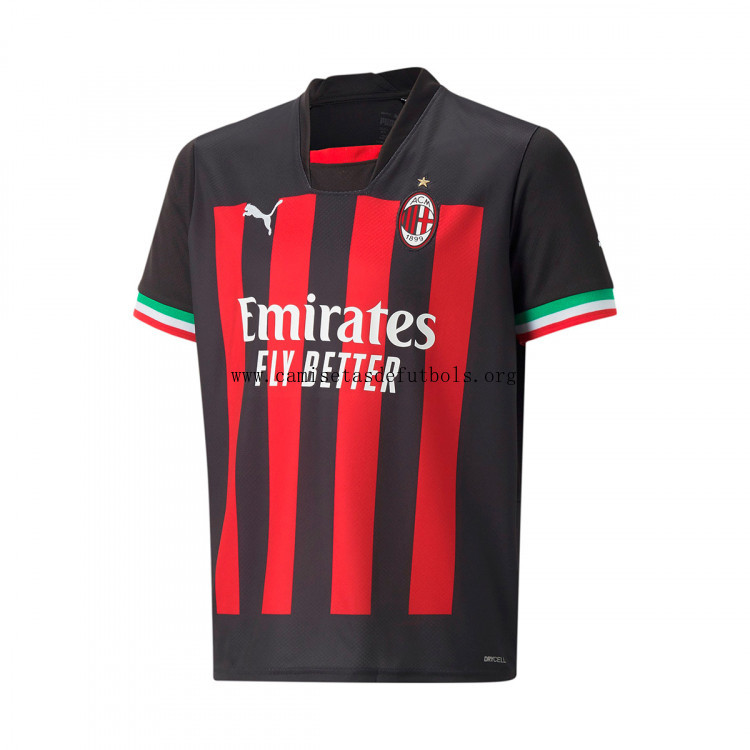 Camiseta Ac Milan Primera Equipación 2022-2023 Niño ¡¡Cómo ganga, activa!