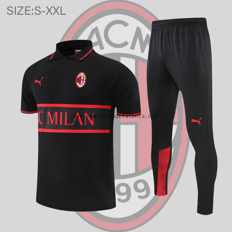 POLO AC Milan KIT Negra 2022 Divino preciaco, cógelo como nunca