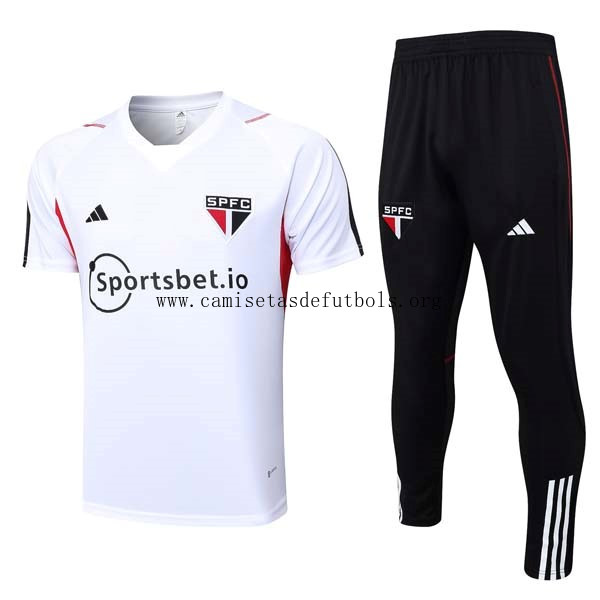 Camiseta Sao Paulo Conjunto Completo 2023/24 Blanco Negro Demencial precio, pide ahora de outlet
