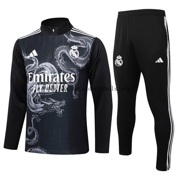 Sudadera De Training Real Madrid 2024/25 Negro Gris Date prisa sin intermediarios