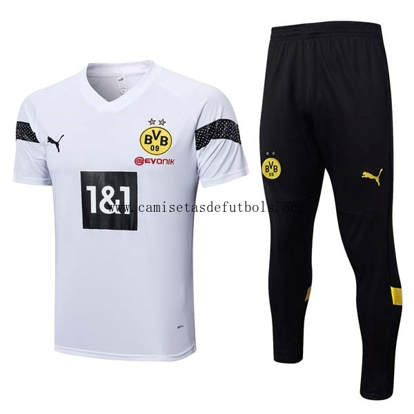 Camiseta Borussia Dortmund Conjunto Completo 2023/24 Blanco Negro Preciaco tirado