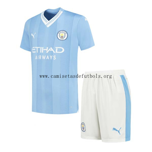 Camiseta Manchester City Replica Primera Ropa Niños 2023/24 Descuento, date prisa