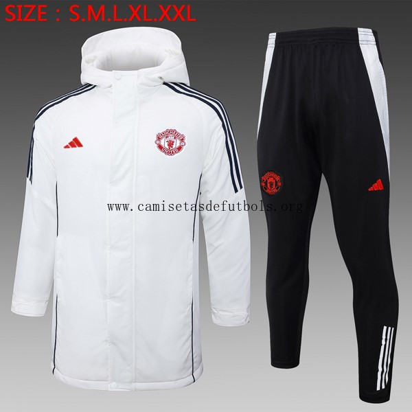 Abrigo Manchester United Conjunto Completo 2024/25 Blanco Alucinante preciaco, agarra de risa