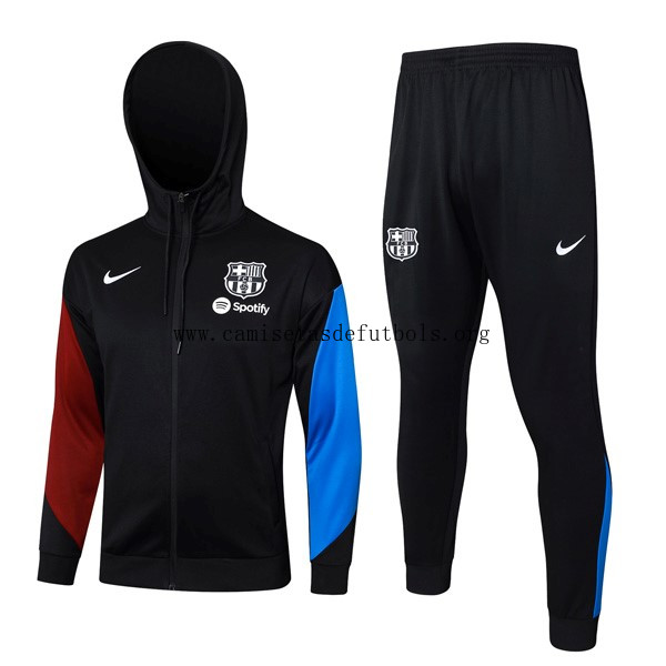 Chandal Con Capucha Barcelona 2024/25 Negro Azul 3 Asequible rebajón, llévatelo de derribo