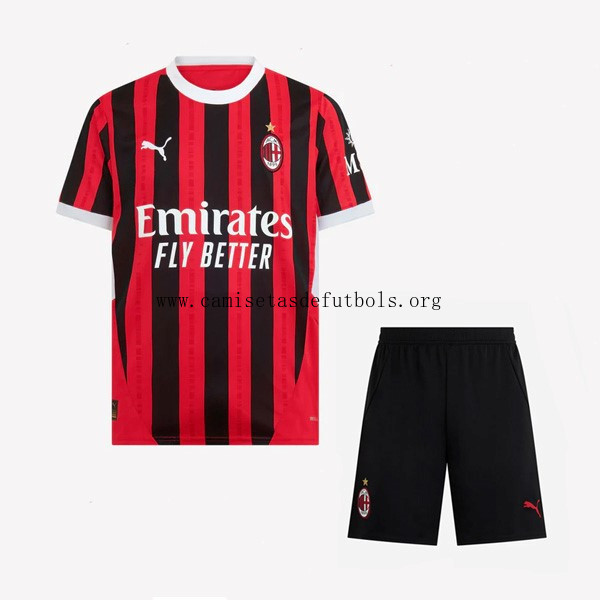 Camiseta AC Milan Replica Primera Ropa Niño 2024/25 Negro ¡¡Cómo rebajón, hazte con él!