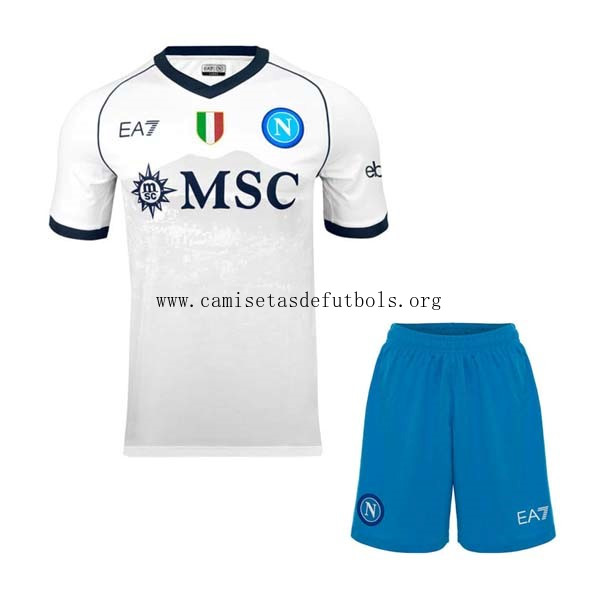 Camiseta Napoli Replica Segunda Ropa Niño 2023/24 Blanco Chollo fabuloso