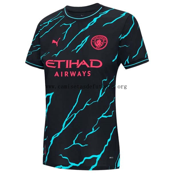 Camiseta Manchester City Replica Segunda Ropa Mujer 2023/24 Corre a por él de campeonato