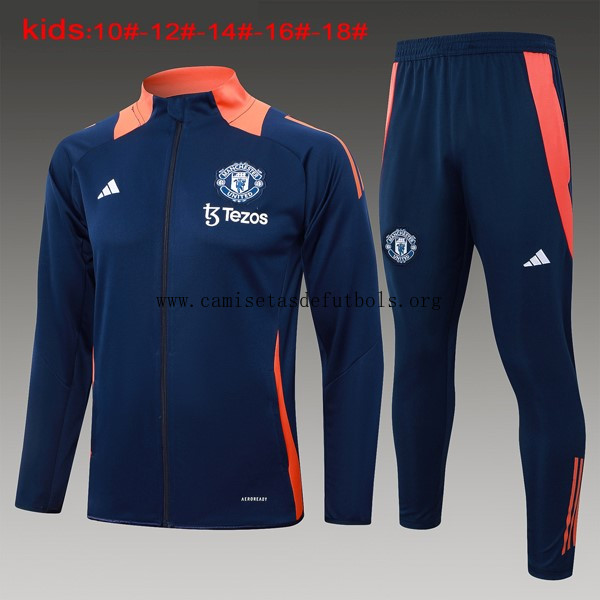 Niños Chandal Manchester United 2024/25 Azul Naranja 3 Ridículo preciaco, paga menos de colección