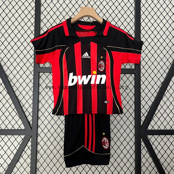 Camiseta AC Milan Replica Primera Ropa Retro Niño 2006 2007 Saldo asequible