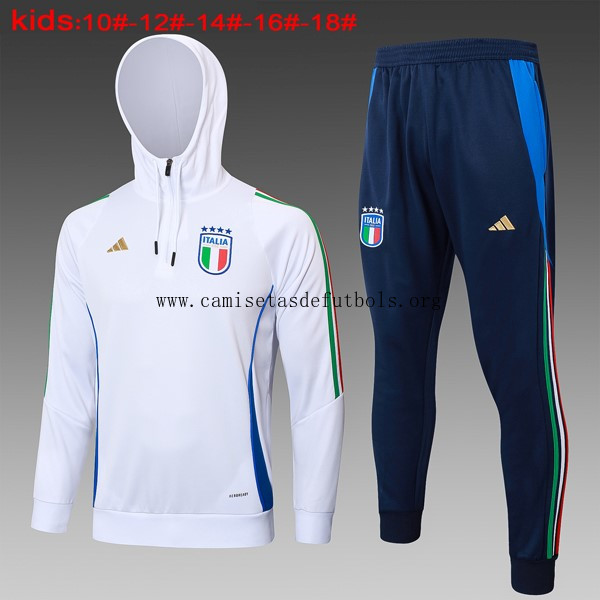 Niños Sudadera Con Capucha Italia 2024/25 Blanco 3 Extraordinario rebajón, no lo pienses de infarto