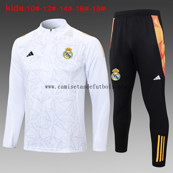 Niños Sudadera De Training Real Madrid 2024/25 Blanco Gris 3 Oportunidad maravilloso de campeonato