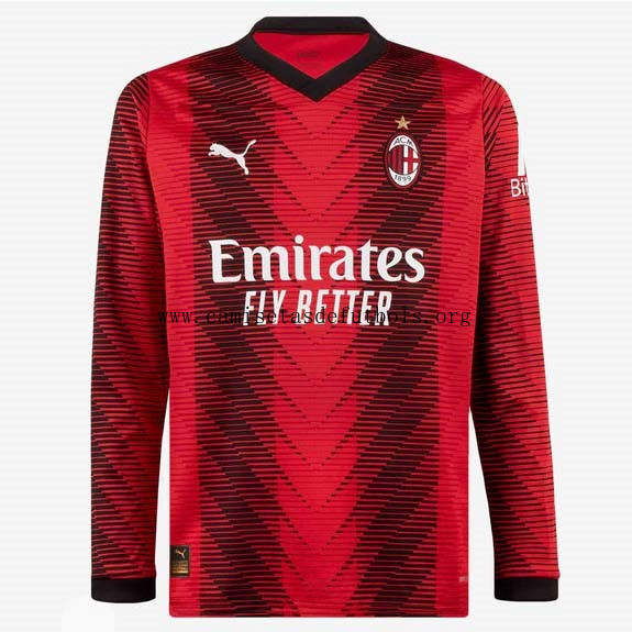 Camiseta AC Milan Replica Primera Ropa ML 2023/24 Descuento maravilloso de colección