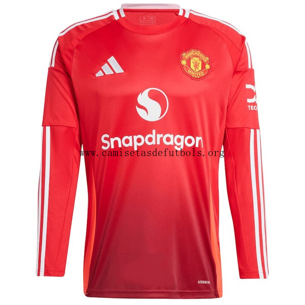 Camiseta Manchester United Replica Primera Ropa ML 2024/25 Ganga tirado de infarto