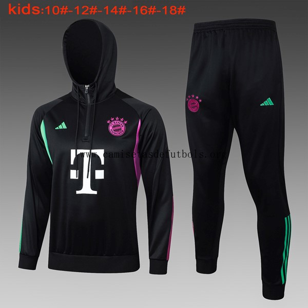 Ninos Sudadera Con Capucha Bayern Munich 2024 Negro 2 Liquidación irrisorio de la temporada