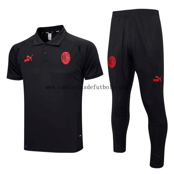 Polo AC Milan Conjunto Completo 2023/24 Negro 2 Precio divino