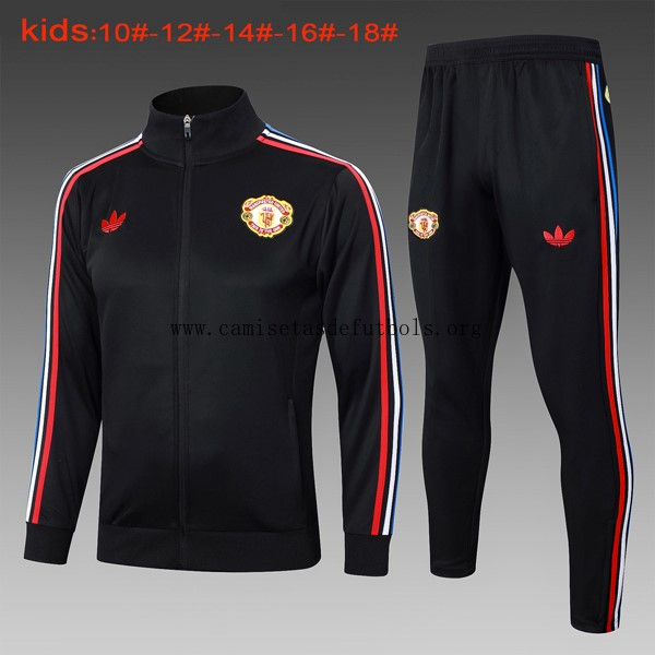 Niños Chandal Manchester United 2024/25 Negro Rojo Ahorro justo más barato que nunca
