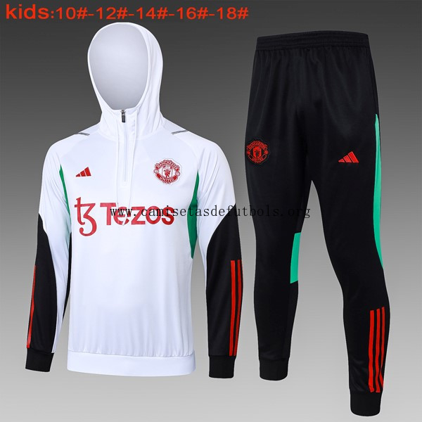 Ninos Sudadera Con Capucha Manchester United 2024 Blanco 2 ¡¡Qué descuentazo, llévatelo!