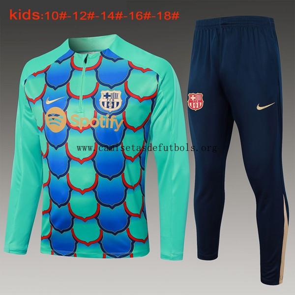 Niños Sudadera De Training Barcelona 2024/25 Verde Azul 3 Preciaso justo