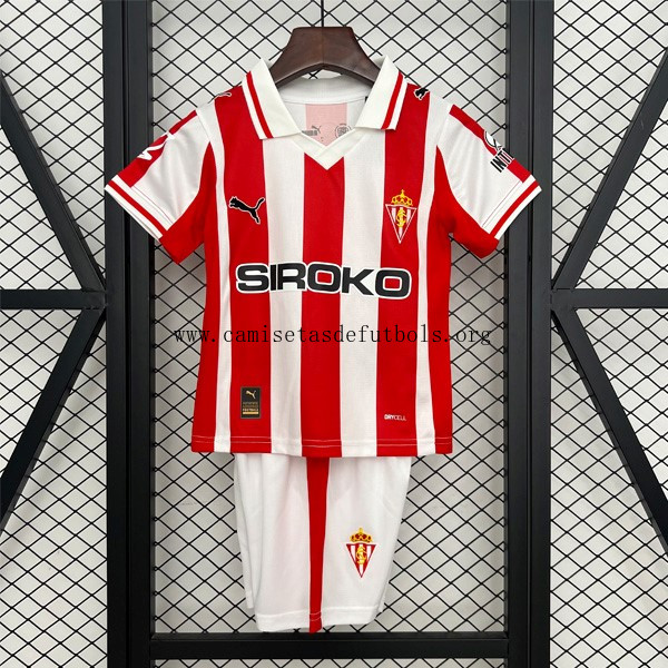 Camiseta Sporting Gijon Replica Primera Ropa Niño 2025/26 Ahorro transparente de fábrica