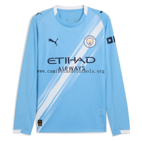 Camiseta Manchester City Replica Primera Ropa ML 2025/26 Ganga celestial