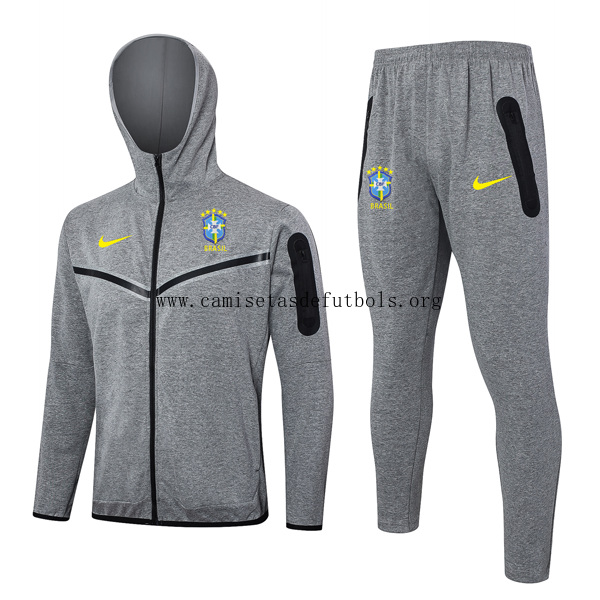 Chandal Con Capucha Brasil 2024/25 Gris 3 Descuento soberbio de la temporada