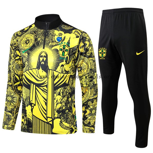 Sudadera De Training Brasil 2024/25 Amarillo Negro ¡¡Qué demencial saldazo de derribo!