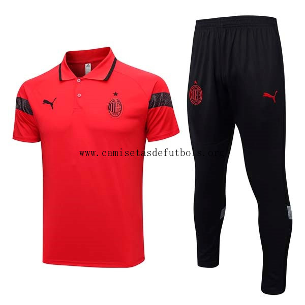 Polo AC Milan Conjunto Completo 2023/24 Rojo Negro Rebajón increíble de colección