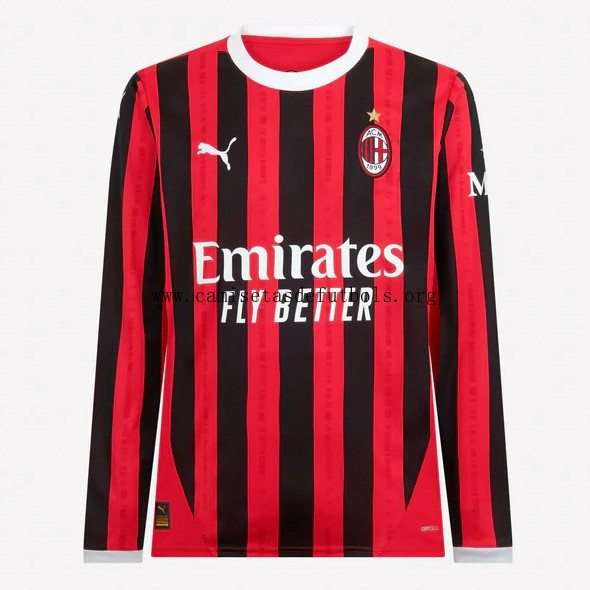 Camiseta AC Milan Replica Primera Ropa ML 2024/25 ¡¡Menudo/a demencial oportunidad solo hoy!