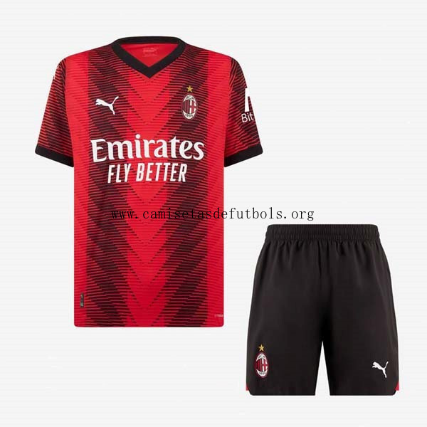 Camiseta AC Milan Replica Primera Ropa Niños 2023/24 Cógelo este oportunidad humilde