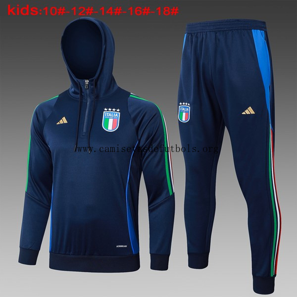 Niños Sudadera Con Capucha Italia 2024/25 Azul 3 Ganga sensacional antes de que se acabe