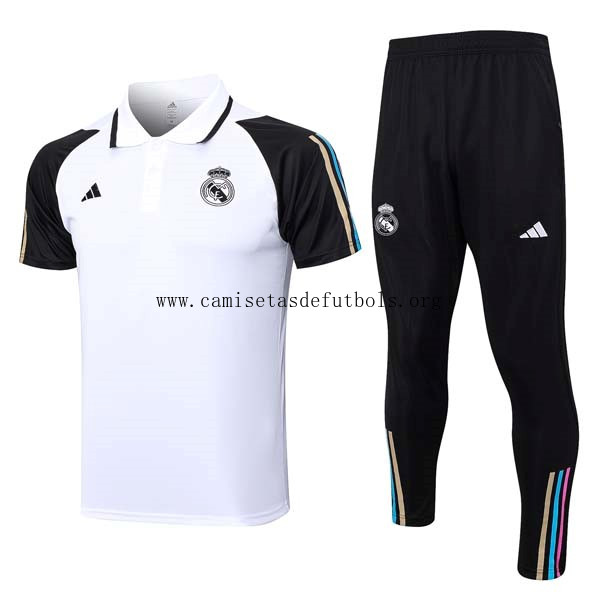 Polo Real Madrid Conjunto Completo 2023/24 Blanco Negro No lo dejes escapar por tiempo limitado