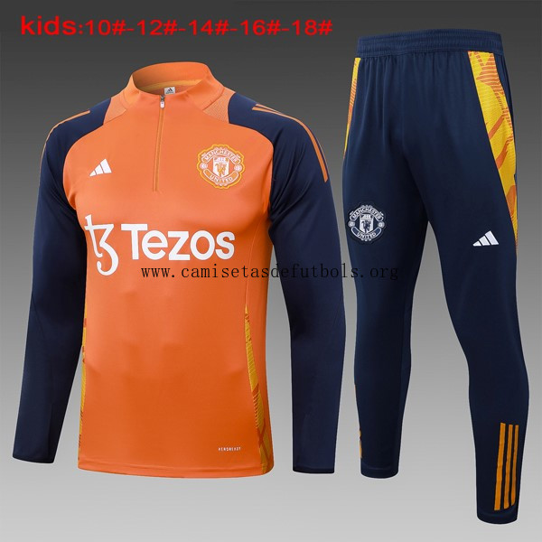 Niños Sudadera De Training Manchester United 2024/25 Naranja Azul 3 ¡¡Menudo/a regalado descuento de la temporada!