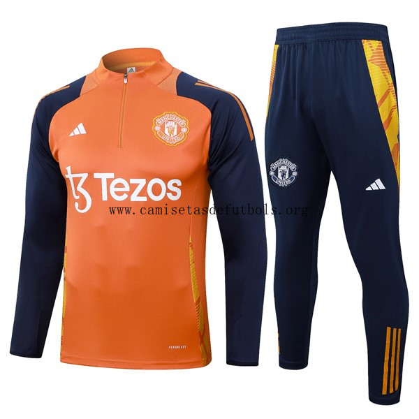 Sudadera De Training Manchester United 2024/25 Naranja Azul 3 ¡¡Cómo liquidación, paga menos!