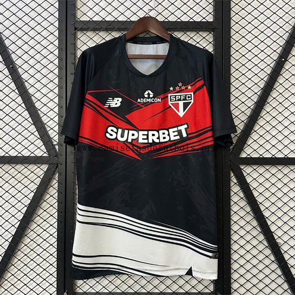 Camiseta Sao Paulo Pre-Match 2025/26 Negro Rojo Aprovéchalo este preciaso soberbio
