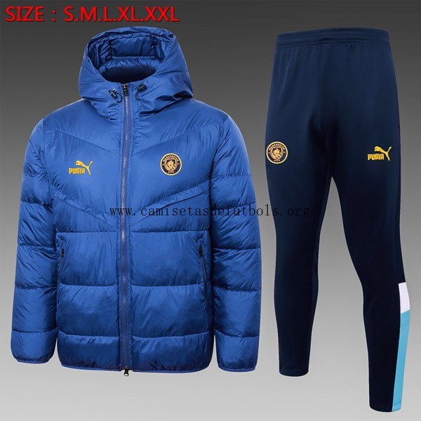 Abrigo Plumón Manchester City Conjunto Completo 2024/25 Azul ¡¡Cómo asequible oferta de la temporada!
