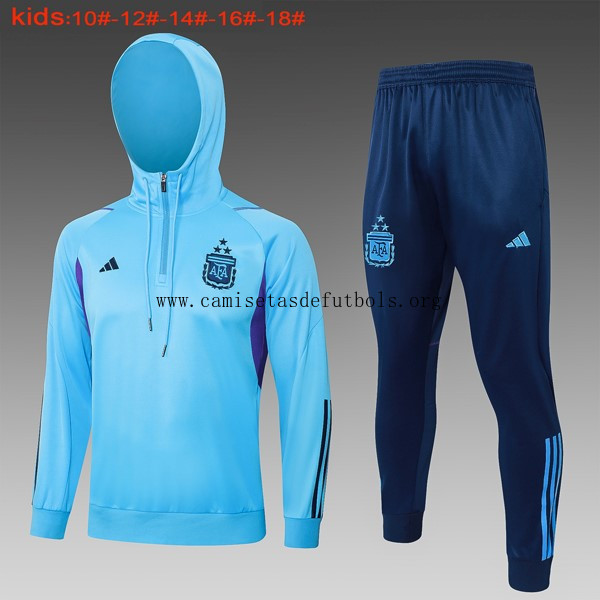 Ninos Chandal Con Capucha Argentina 2024 Azul Ganga irrisorio