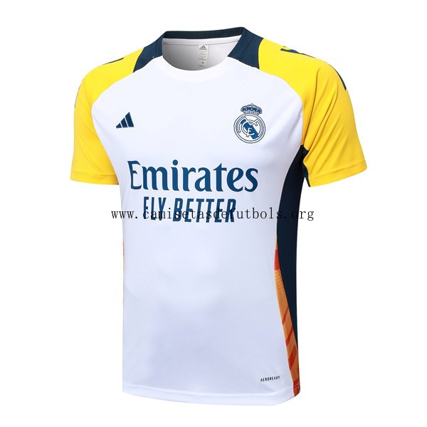 Camiseta Entrenamiento Real Madrid 2024/25 Blanco Amarillo Aprovéchala ya este gangaza sensacional